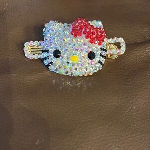 NWT Hello Kitty Crystal Hair Clip - Red and Silver
